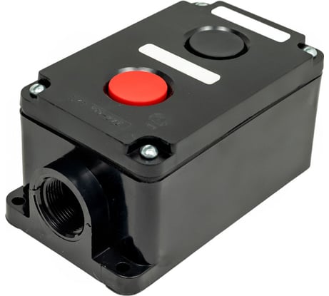 Пост управления Электротехник Пке 222-2 у2, 10а, 660в, 2 элемента, чёрный и красный цилиндр, накладной, ip54, ET519076