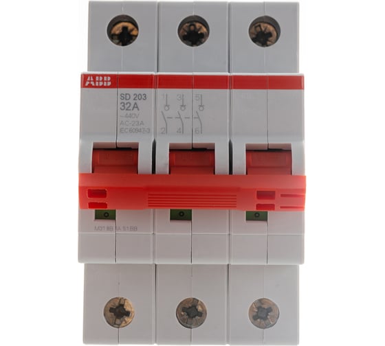 Рубильник ABB 3п SD203 32A рычаг красный 2CDD283101R0032