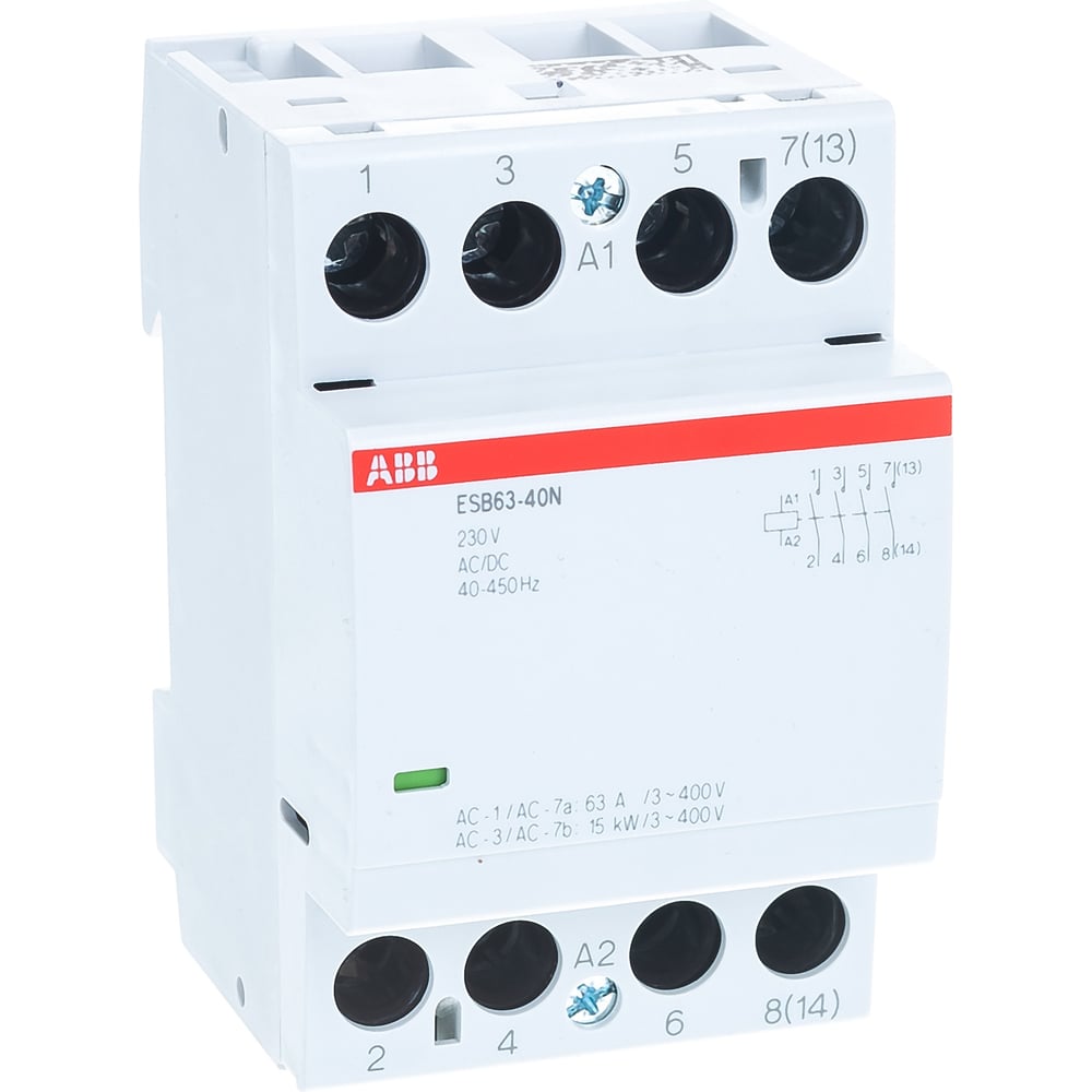 Контактор ABB ESB63-40N-06 модульный 63А АС-1, 4НО, катушка 230В AC/DC ...