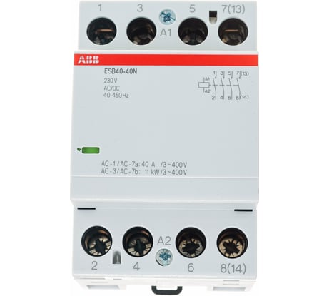Контактор ABB ESB40-40N-06 модульный 40А АС-1, 4НО, катушка 230В AC/DC 1SAE341111R0640