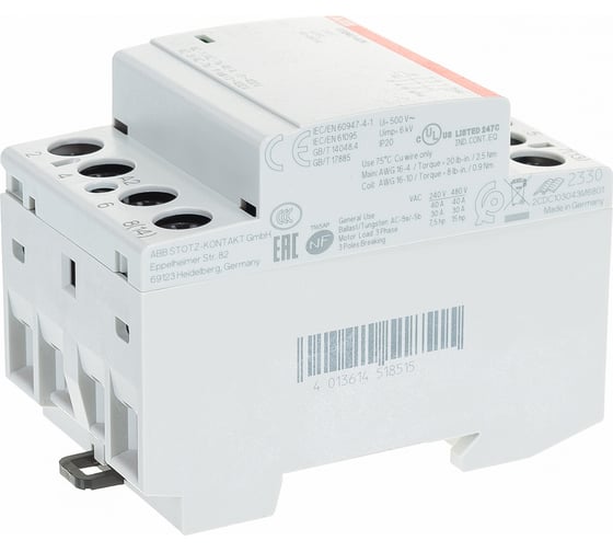 Контактор ABB ESB40-40N-06 модульный 40А АС-1, 4НО, катушка 230В AC/DC 1SAE341111R0640
