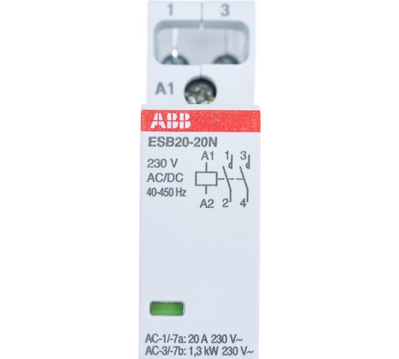 Контактор ABB ESB20-20N-06 модульный 20А АС-1, 2НО, катушка 230В AC/DC 1SBE121111R0620