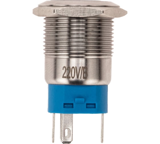 Антивандальная кнопка REXANT d19, 250В, с фиксацией (5с), OFF-ON/ON-OFF, подсветка синяя, 10 шт. 36-3441