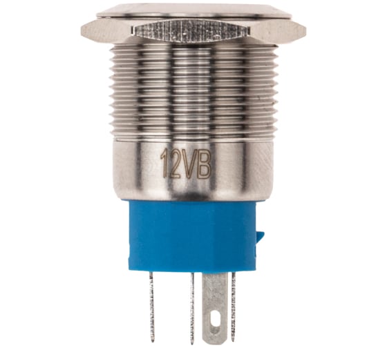 Антивандальная кнопка REXANT d19, 12В(LED), с фиксацией (5с), OFF-ON/ON-OFF, подсветка синяя, 10 шт. 36-3421