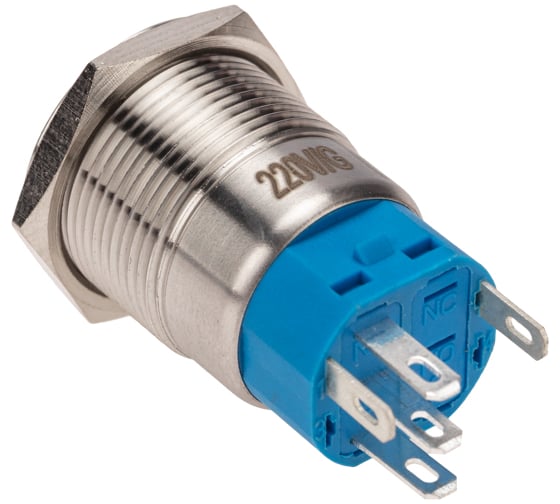 Антивандальная кнопка REXANT d19, 250В, с фиксацией (5с), OFF-ON/ON-OFF, подсветка зеленая, 10 шт. 36-3443