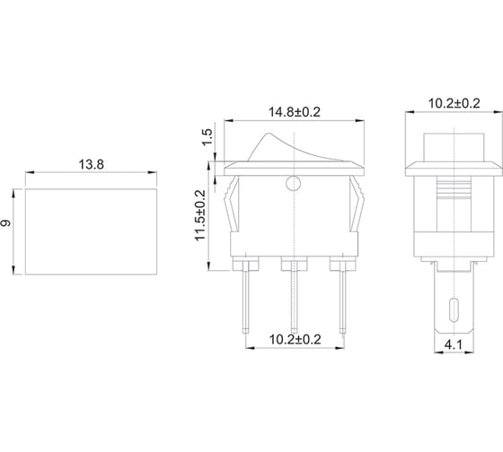 Клавишный переключатель REXANT 250v, 3а, (3с), on-on, красный, micro (rwb-102) 10 штук 36-2031