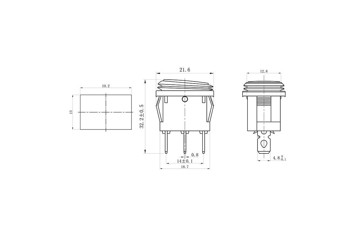 Клавишный выключатель REXANT 250v, 6а, (3с), on-off, синий, с подсветкой,  mini, влагозащита, 10 штук 36-2176 - выгодная цена, отзывы, характеристики,  фото - купить в Москве и РФ