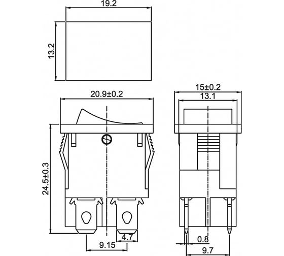 Клавишный выключатель REXANT 250v, 6а, (4с), on-off, красный, с подсветкой, mini (rwb-207, sc-768) 10 штук 36-2190
