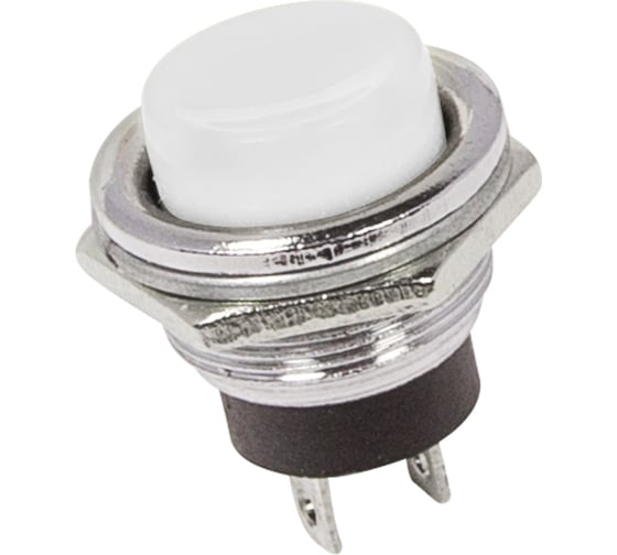 Выключатель-кнопка REXANT металл 250v 2а (2с) off-(on) d16.2 белая (rwd-306) (10шт) 36-3355