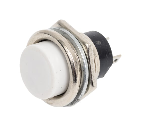 Выключатель-кнопка REXANT металл 250v 2а (2с) off-(on) d16.2 белая (rwd-306) (10шт) 36-3355 1
