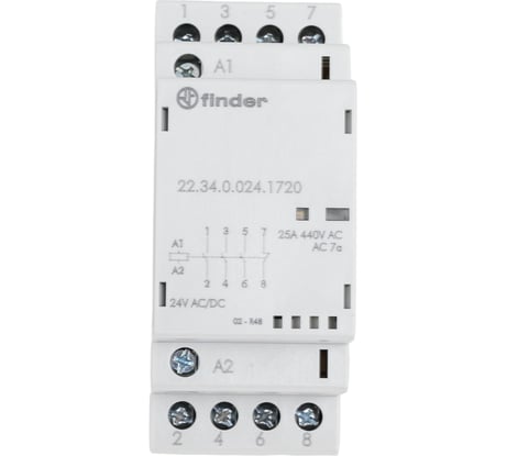 Модульный контактор Finder 3NO + 1NC; механический индикатор + светодиод, 223400241720