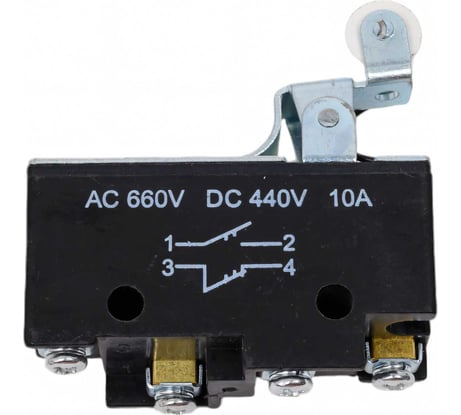 Микровыключатель Электротехник Мп 1107м ухл3 исп.01.1а, 2-х пол., 10а, 660в, 1з и 1р, ip00, рычаг с роликом, базовый, винт, ET523361