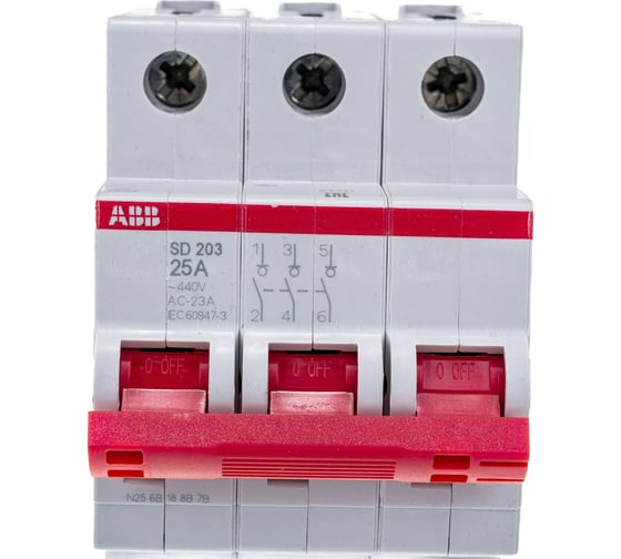 Рубильник ABB 3п SD203 25A рычаг красный 2CDD283101R0025