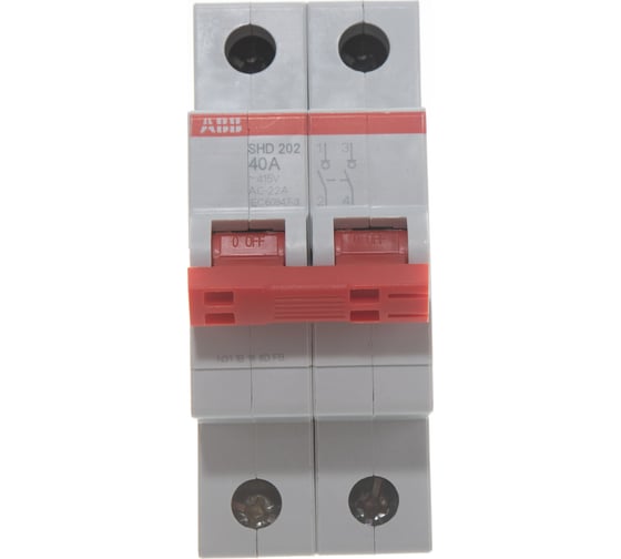 Рубильник ABB 2 полюса SHD202/40 рычаг красный 2CDD272111R0040