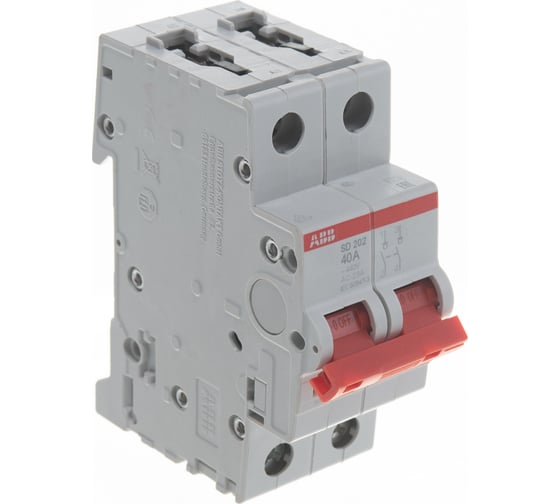 Рубильник ABB 2 полюса SD202/40 рычаг красный 2CDD282101R0040