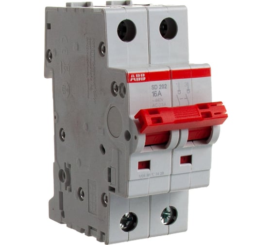 Рубильник ABB 2 полюса SD202/16 рычаг красный 2CDD282101R0016