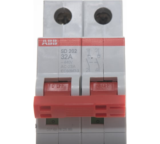 Рубильник ABB 2 полюса SD202/32 рычаг красный 2CDD282101R0032