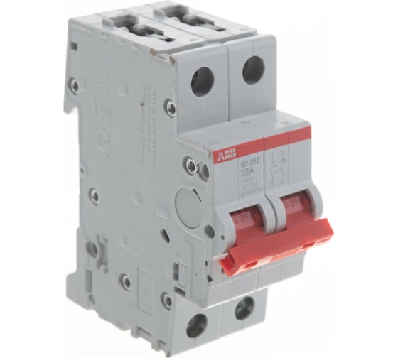Рубильник ABB 2 полюса SD202/32 рычаг красный 2CDD282101R0032