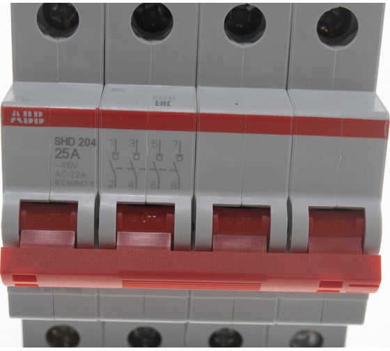 Рубильник ABB 4 полюса SHD204/25 рычаг красный 2CDD274111R0025
