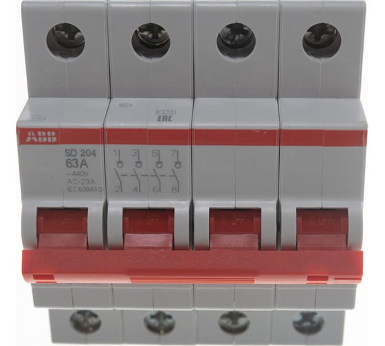 Рубильник ABB 4 полюса SD204/63 рычаг красный 2CDD284101R0063