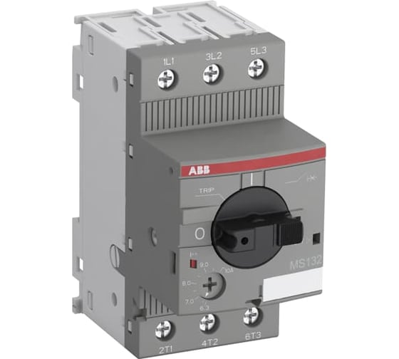 Автоматический выключатель с регулируемой тепловой защитой ABB MS132-10 100кА 6.3A-10А 1SAM350000R1010