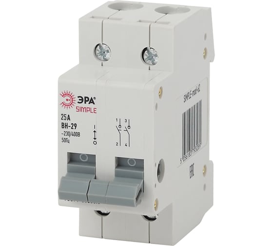 Выключатель нагрузки ЭРА SIMPLE ВН-29 2P 25А Б0039250 1