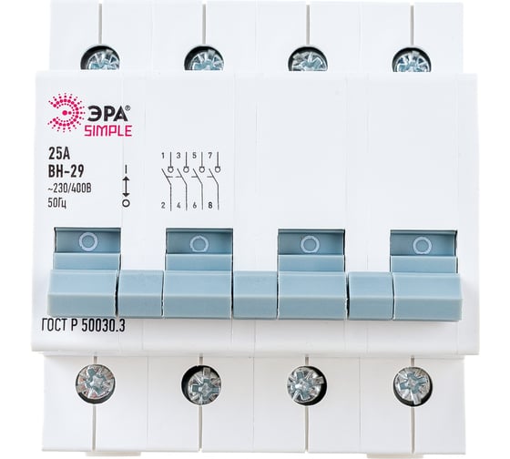Выключатель нагрузки ЭРА SIMPLE ВН-29 4P 25А Б0039258 15981327
