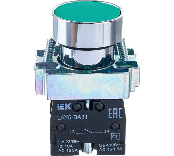 Кнопка управления IEK LAY5-BA31 без подсветки зеленая 1з ИЭК BBT60-BA-K06