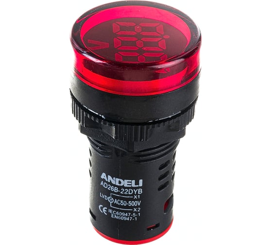 Лампа Вольтметр Красная ANDELI AD26B-22DYB AC220V red ADL21-003