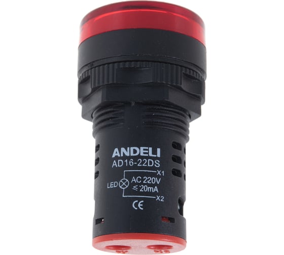 Лампа ANDELI AD16-22DS LED матрица d22мм красный 220В AC ADL10-143