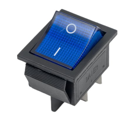 Клавишный выключатель REXANT 250V 16А (4с) ON-OFF синий с подсветкой (RWB-502, SC-767, IRS-201-1) 36-2331-1