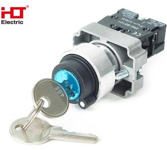 Переключатель HLT BG21 черный 2 положения с замком не возвратный NO IP20 085-17-090