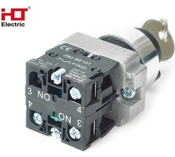 Переключатель HLT BG33 черный 3 положения с замком не возвратный 2NO IP20 085-17-091