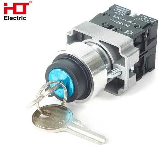 Переключатель HLT BG33 черный 3 положения с замком не возвратный 2NO IP20 085-17-091