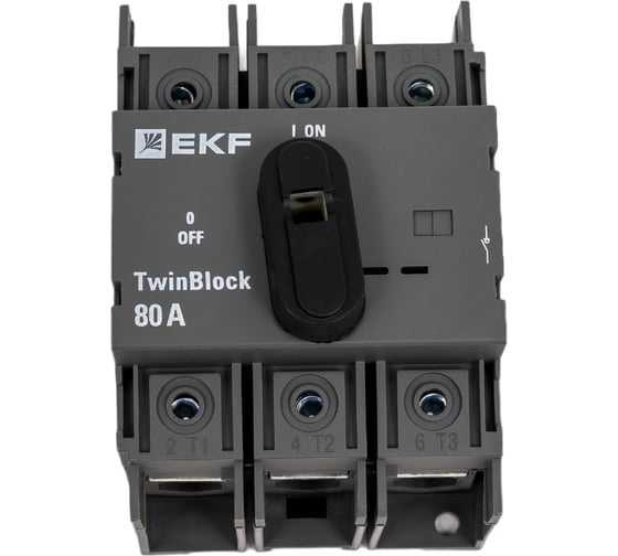 Рубильник c рукояткой управления для прямой установки EKF 3P TwinBlock PROxima 80A tb-80-3p-f 1