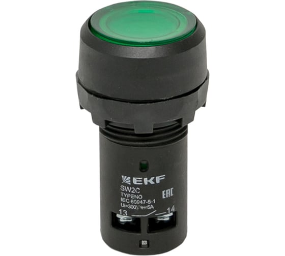 Кнопка с подсветкой EKF SW2C-10D PROxima 24В зеленая NO sw2c-md-g-24