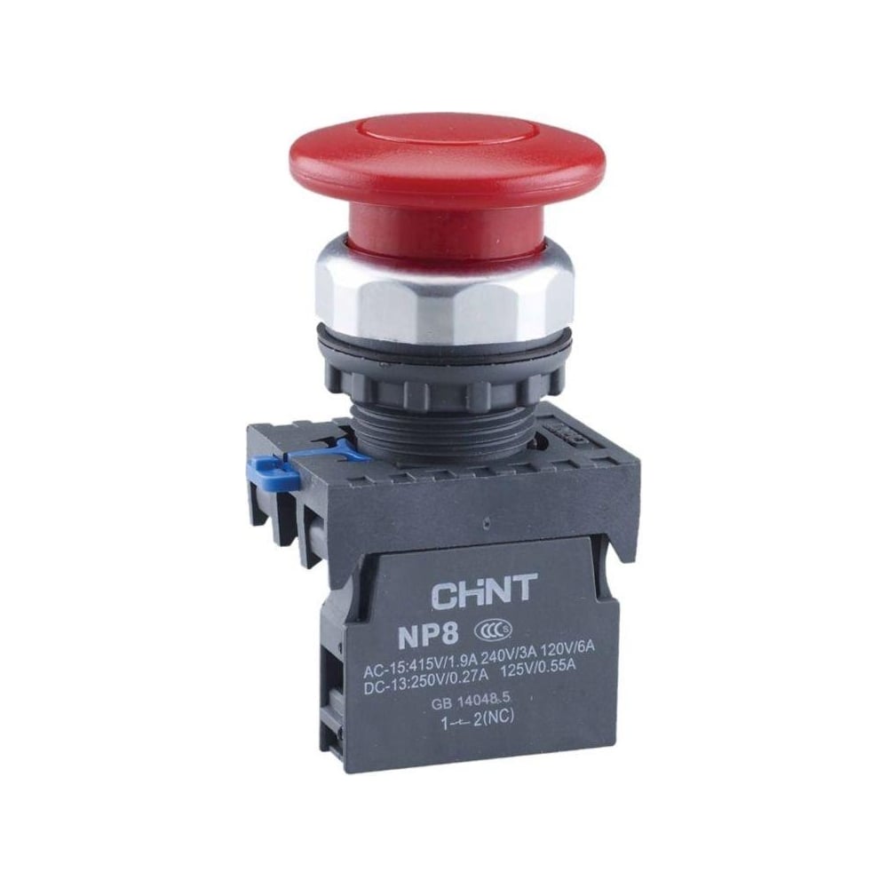 Кнопка CHINT "Грибок" NP8-11M/14 d40мм, 1НО+1НЗ, IP65, с самовозвратом ...