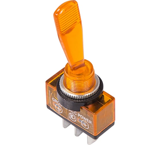 Тумблер REXANT 12V 20А (3c) ON-OFF однополюсный с желтой подсветкой (ASW-13D) 36-4372