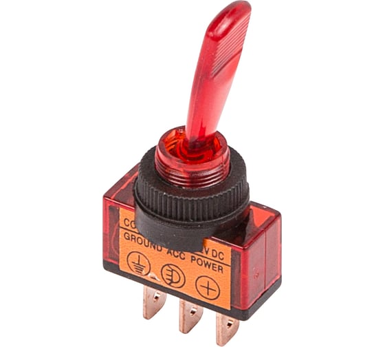 Тумблер REXANT 12V 20А (3c) ON-OFF однополюсный с красной подсветкой (ASW-13D) 36-4370