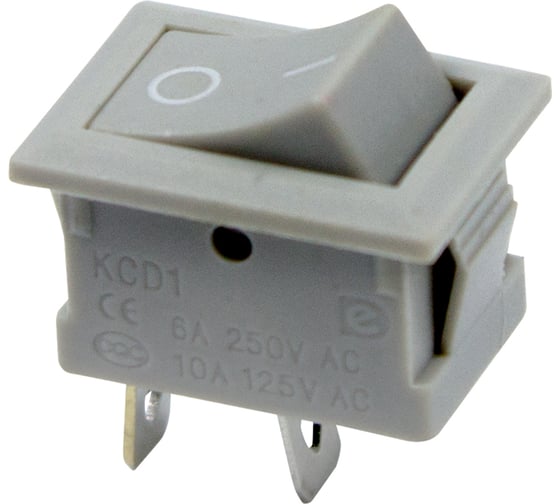 Клавишный выключатель REXANT 250V 6А (2с) ON-OFF серый Mini (RWB-201, SC-768) 36-2113 1