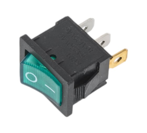 Клавишный выключатель REXANT 250V 6А (3с) ON-OFF зеленый с подсветкой Mini (RWB-206, SC-768) 36-2153