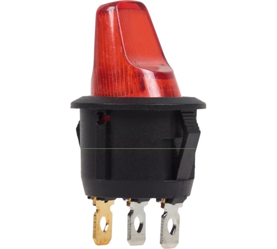 Клавишный выключатель REXANT круглый 12V 16А (3с) ON-OFF красный с подсветкой (RWB-224, SС-214) 36-2590