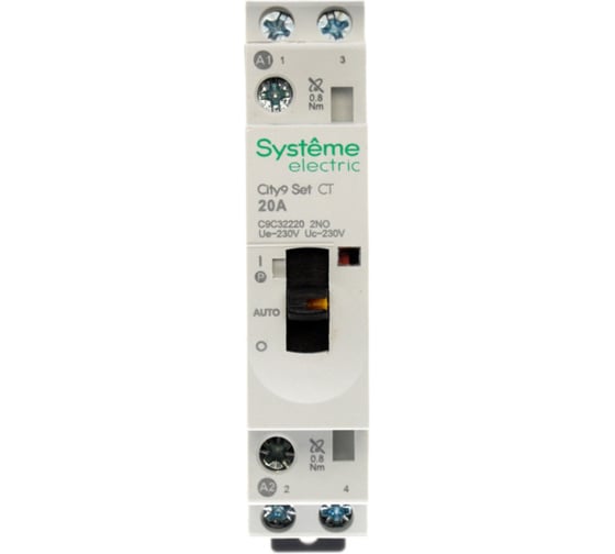Контактор Systeme Electric City9 set 2p 2но 20a ac 230в-230в (ранее EZ9C32220) C9C32220