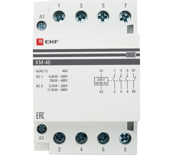 Модульный контактор EKF КМ 40А 3NО+NC PROxima km-3-40-31