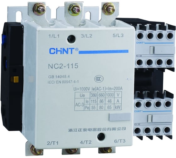Контактор CHINT NC2-115 115А, катушка 380-415В AC, AC-3 (R) 671690
