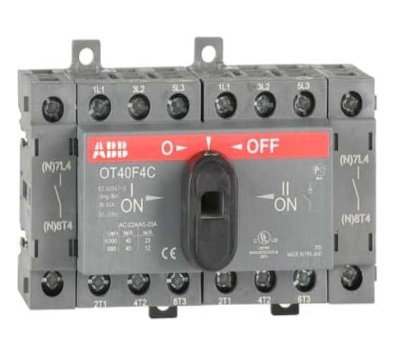 Реверсивный рубильник ABB OT40F4C до 40A 4х-полюсный для установки на DIN-рейку или монтажную плату с р 1SCA104934R1001 1