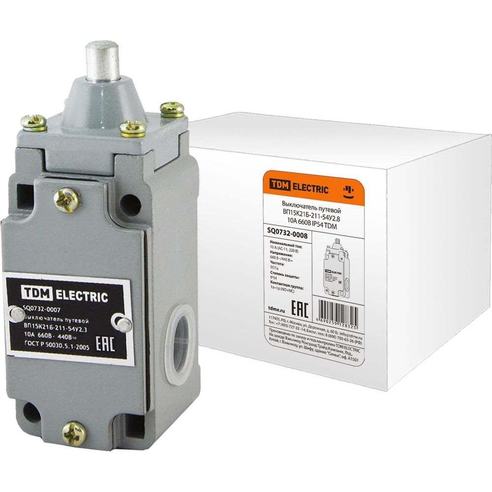 Путевой выключатель TDM ВП15K21Б-211-54У2.8, 10А, 660В, IP54 SQ0732 ...