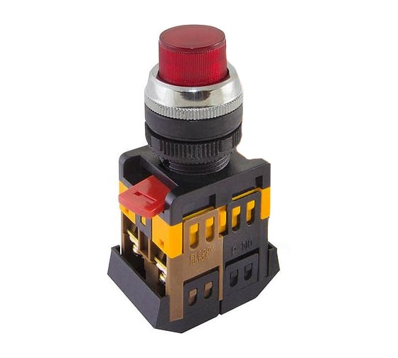 Кнопка TDM ABLFP-22 красный, d22мм, неон/230В, 1з 1р SQ0704-0005 1