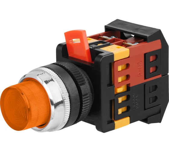 Кнопка TDM ELECTRIC ABLFP-22 желтый, d22мм, неон/230В, 1з+1р SQ0704-0031