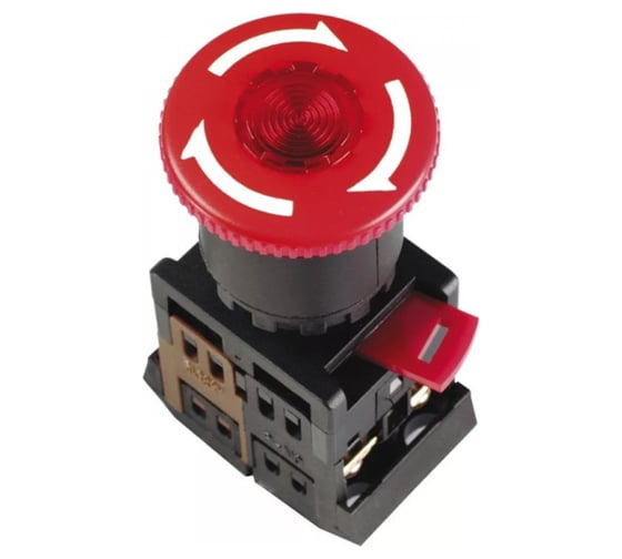Кнопка TDM AE-22 Грибок с фиксацией, красный, d22мм, 230В, 1з+1р SQ0704-0018 1